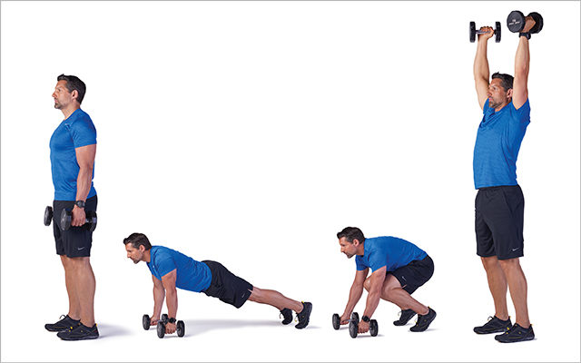 Burpee with dumbbells